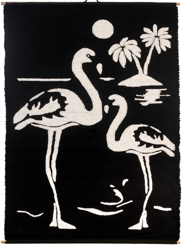 handloom portrait of flamingos (b/w)